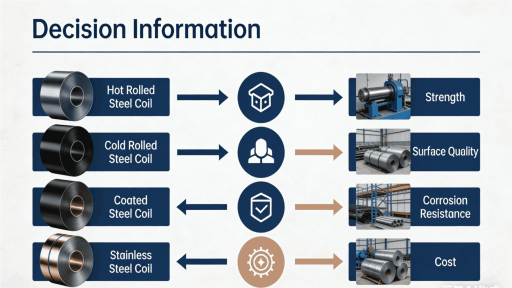Different types of steel coil for industrial applications