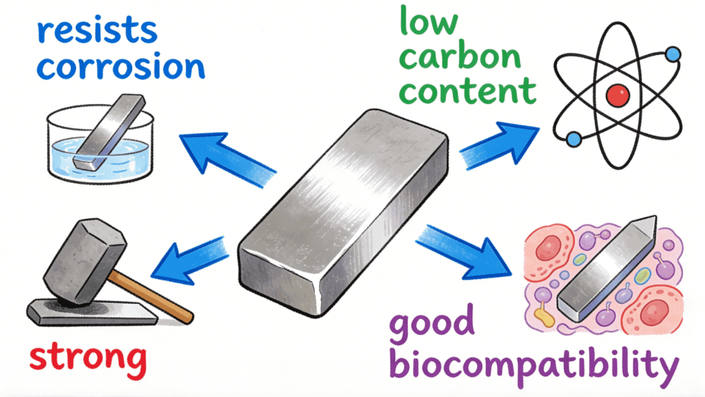 Surgical steel grades used in medical and healthcare applications
