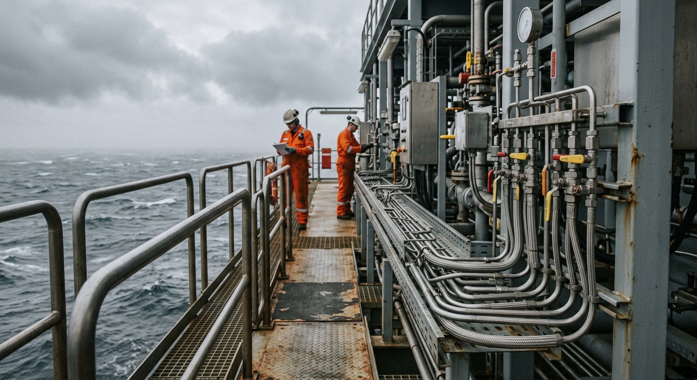 316L stainless steel handrails on offshore oil platform