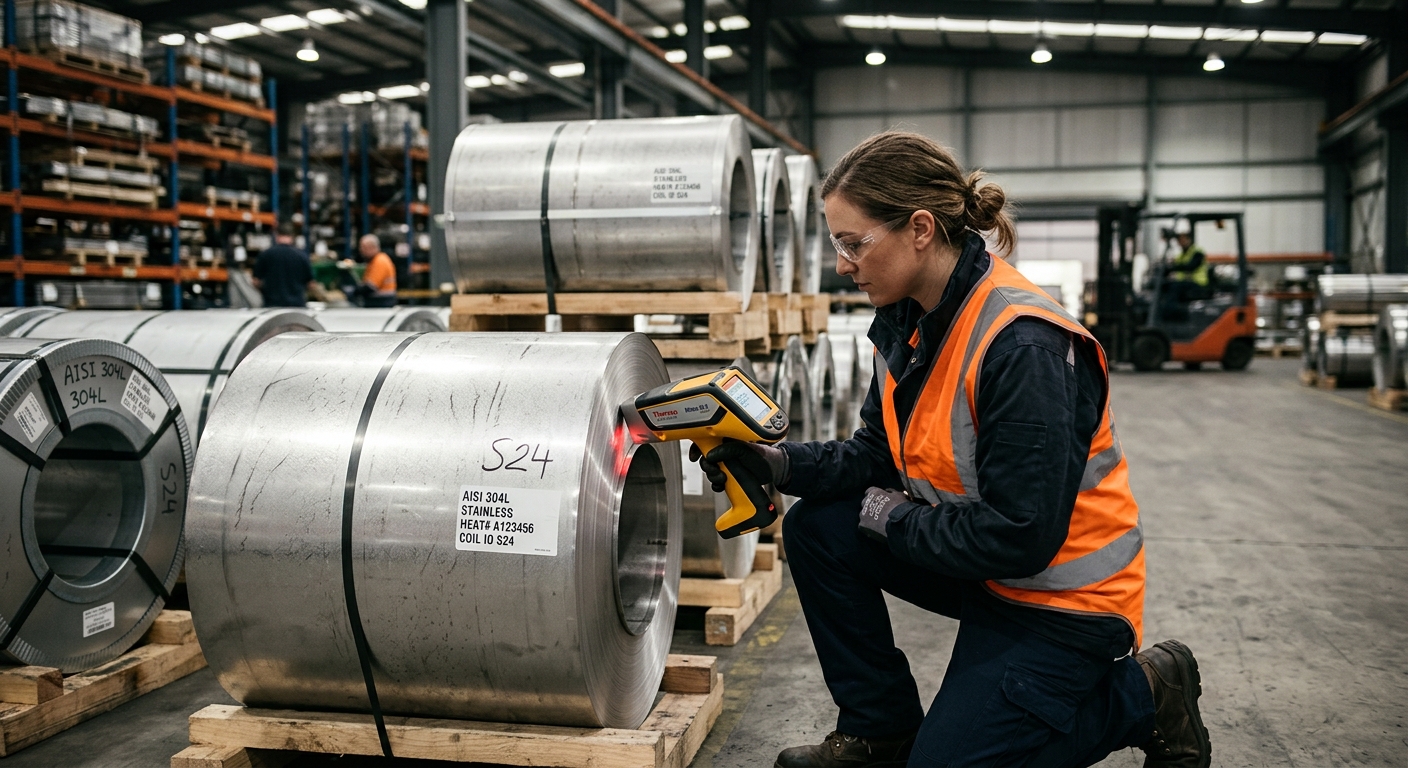 XRF analyzer testing stainless steel coil composition